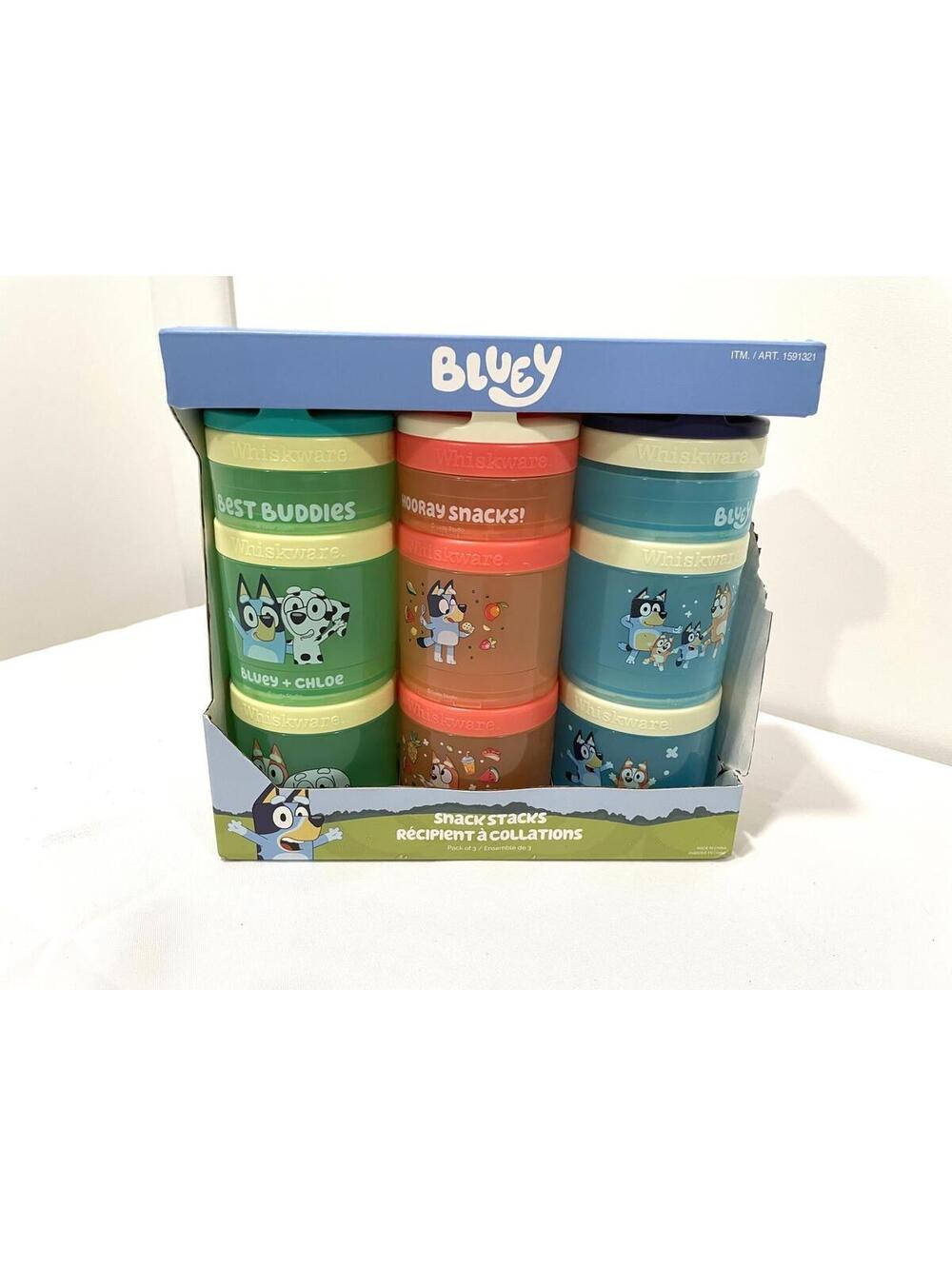 New Bluey Whiskware Snack Stacks - 3 Pack - Portable Snacking Jars